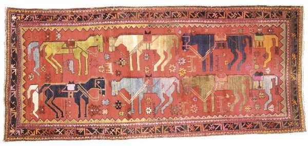Lot 1 – A Karabagh long rug, South Caucasus. Size 274 x 127 cm. Estimate 700 – 1,000 British pounds.  ©Christie’s Images LTD.2001