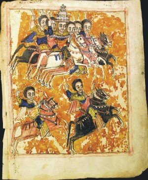Tribal Zone
Illuminated Manuscript
A painting in ink and tempera on parchment, 18th century, Ethiopia. TANA Galerie Sachau (Euro 2,000)