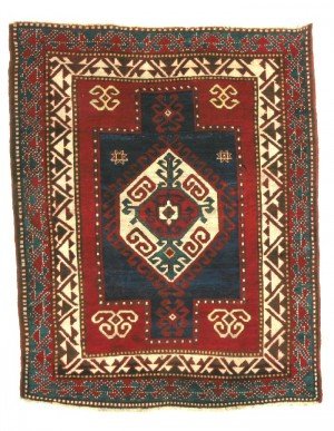 Borchalu or Fachralo Kazak. Central Caucasus, late 19th Century, Wool, 4'11" x 3'11". On loan from a Private Collector