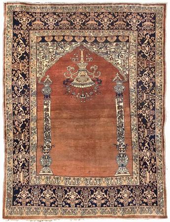 Tabriz silk prayer rug