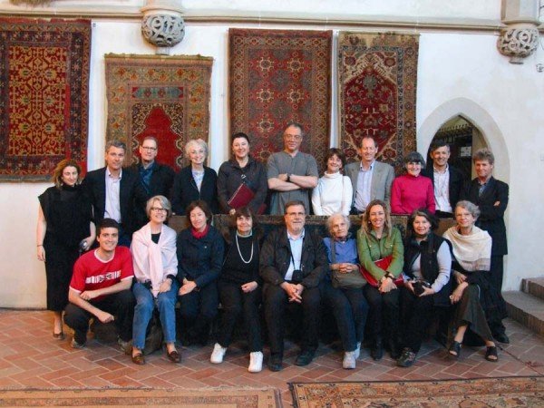 Alberto Boralevi and Stefano Ionescu with the participants of the tour Discover Transylvania 2008 in the choir of the Lutheran Church of Medias. The tour study started in Bucharest, crossed Transylvania and finally reached Budapest, allowing the participate to view about 300 Ottoman Turkish rugs.