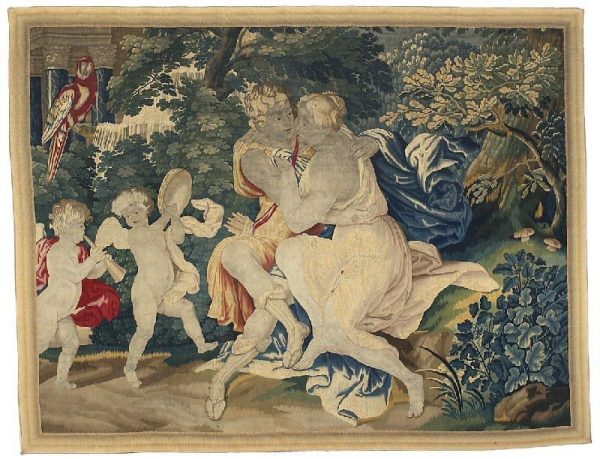 French tapestry. Attributed to the designer/painter Francois Boucher. Wool and silk. 18th century. 240 x 182 cm.