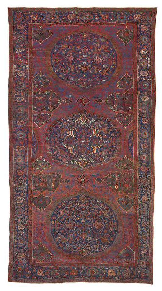 Lot 51, triple Medallion Ushak Carpet 17th century.