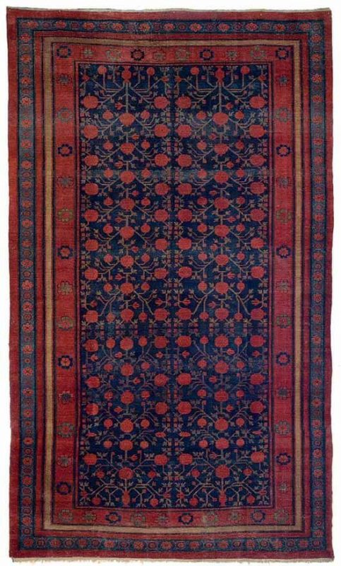 Lot 610, A YARKAND CARPET, XINJIANG, CIRCA 1850. Estimate € 5.000 – 7.000