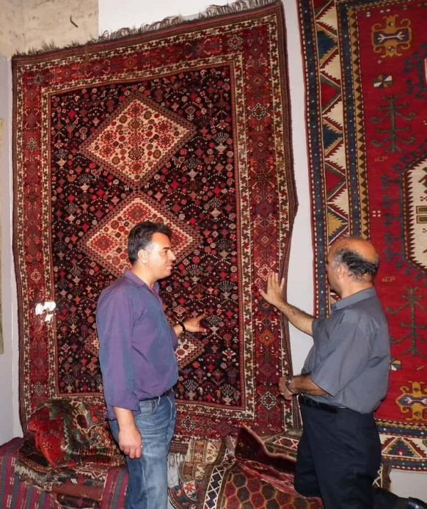 19th century Qashqai rug exhibited by Old Oriental Rug Art, Hamburg