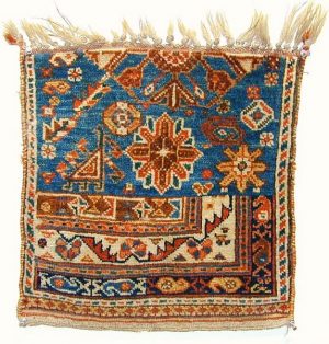Qashqai wagireh late 19th century. Size 39 x 45 cm. Exhibitor Andy Lloyd.