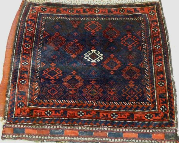Belouchi Khorjin Afghan/Persian borders 82cm x 82cm 19th century. Exhibitor Aaron Nejad at Larta