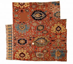 17th/18th century Caucasian, Harshang pattern carpet fragment. Exhibitor Alberto Boralevi