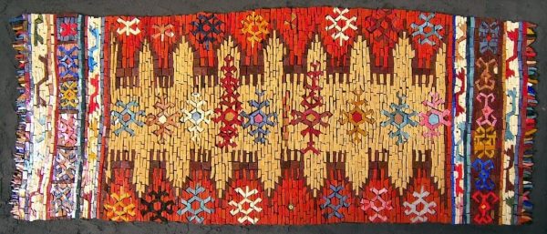 Mosaic "Central Anatolian kilim". Smalti, marble, gold.