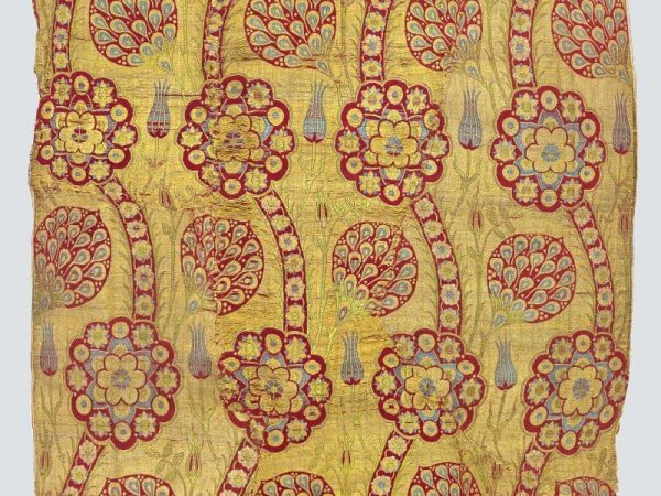 Fragment of yellow-ground kemhal, Istanbul, Second half 16th century. TM 1.47, Acquired by George Hewitt Myers in 1947.