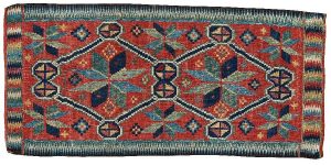 Lot 305. CARRIAGE CUSHION. Rölakan (flat weave). 49,5 x 106 cm. Skåne first half of the 19th century. Estimate € 700 - 950