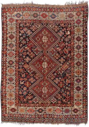 Lot 532. Qashqai circa 1900, 140x200 cm (ft. 4.5.x6.6). Estimate EUR 1,000 - 1,170
