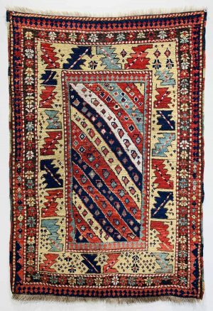 Genje village rug from the late C19th. 123cm x 83cm. £2500. Exhibitor Andy Lloyd