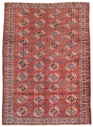 Lot: 87. Early Tekke Main Carpet, 288 x 210 cm (9' 5