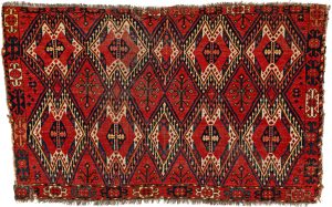 Lot: 12. Early Ersari Beshir Chuval Fragment, 157 x 95 cm (5' 2
