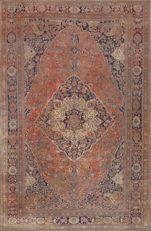 Large Antique Persian Kashan Mohtashem