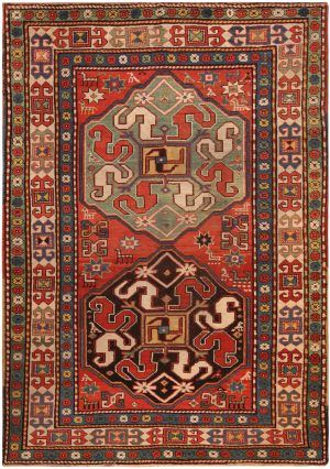Antique Caucasian Tribal Kazak Rug