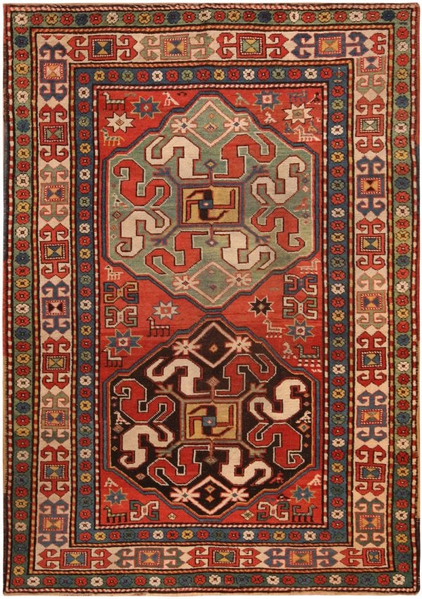 Antique Caucasian Tribal Kazak Rug