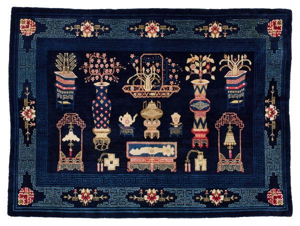 Lot 585 semi antique Baotou figural rug