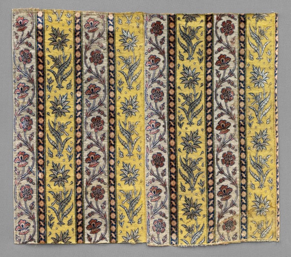 Persian 17th century; silk cut voided velvet weave