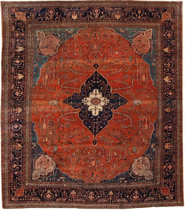 No Reserve - Antique Persian Sarouk Farahan Rug 11 ft 7 in x 10 ft 3 in (3.53 m x 3.12 m)