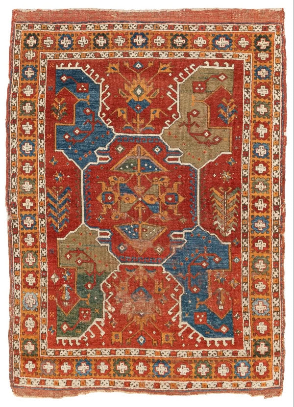 A 17th century 'four-lobed-star-medallion rug', central Anatolia, c. 193 x 134 cm. - Bukowskis