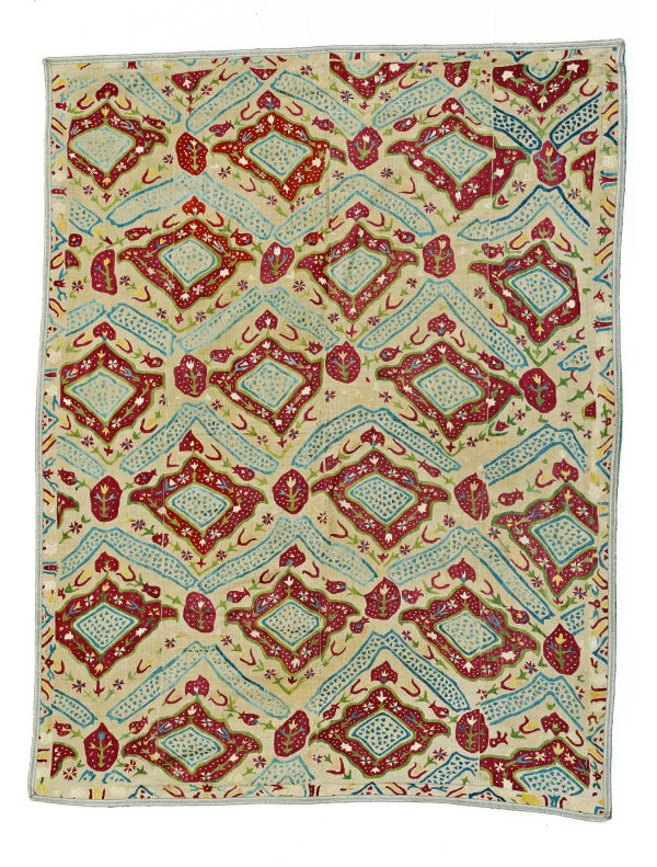 Ottoman Empire silk embroidery on linen