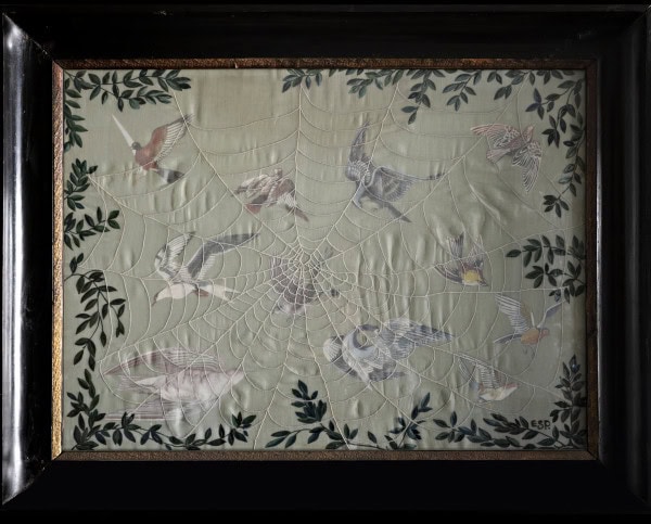“Birds and spider web” embroidery
