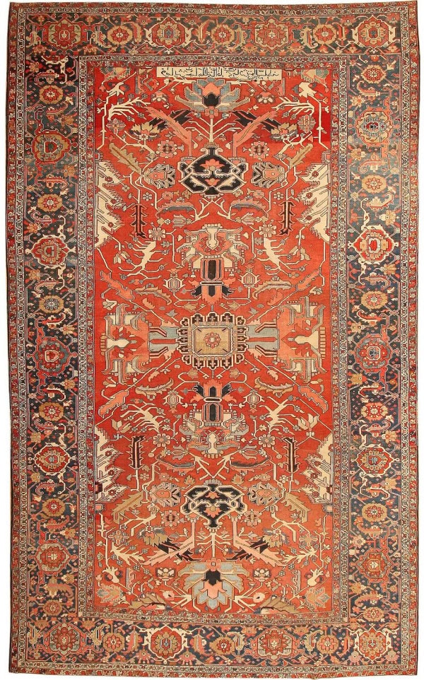 Signed and Dated 1907 CE Oversized Antique Persian Serapi Rug - No Reserve 20 ft 6 in x 12 ft (6.25 m x 3.66 m)