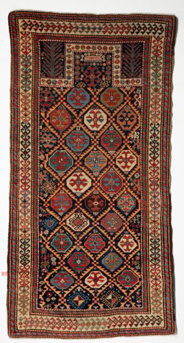 A FINE LATE 19TH CENTURY AKSTAFA PRAYER RUG
