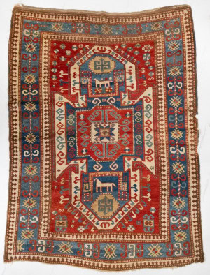 FINE SEWAN KAZAK RUG, THIRD QUARTER 19TH CENTURY