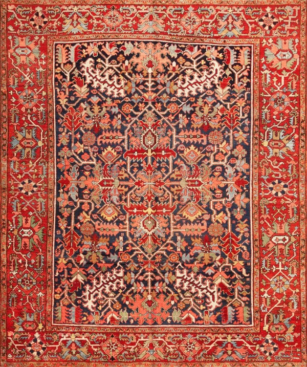 No Reserve - Antique Persian Heriz Rug 10 ft 9 in x 9 ft (3.28 m x 2.74 m)