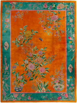 Antique Chinese Art Deco Rug 11 ft 9 in x 8 ft 10 in (3.58 m x 2.69 m)