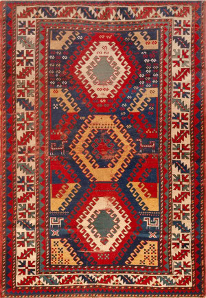 No Reserve - Antique Caucasian Kazak Borchalou Rug 6 ft 10 in x 4 ft 8 in (2.08 m x 1.42 m)