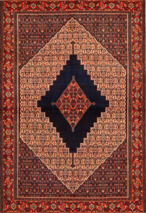 No Reserve - Antique Persian Senneh Haft-Rang (7 Colors Fringe) 6 ft 2 in x 4 ft 3 in (1.87 m x 1.29