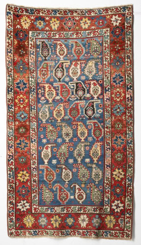 FINE UNUSUAL GENDJE RUG, DATED AH 1287/AD 1870