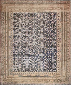 Antique East Turkestan Khotan Pomegranate Rug 18 ft 8 in x 16 ft (5.69 m x 4.88 m)